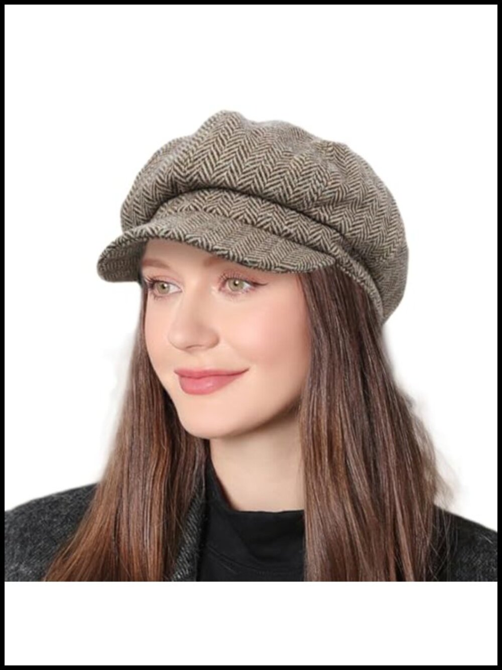 Womens Newsboy Cap Herringbone 8 Panel Cabbie Hat One Size